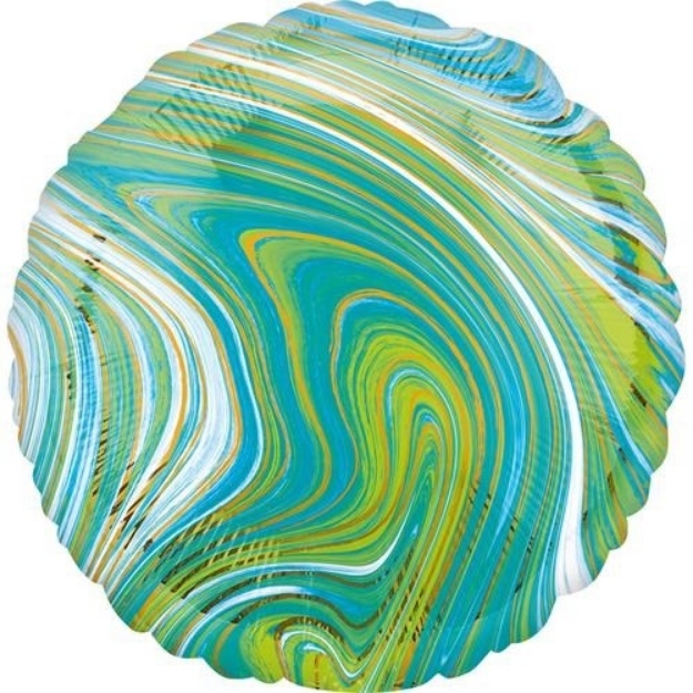 Obrázek z Foliový balonek mramorový 45 cm modro-zelený 