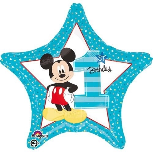 Levně Foliový balonek hvězda 1st birthday Mickey 45 cm