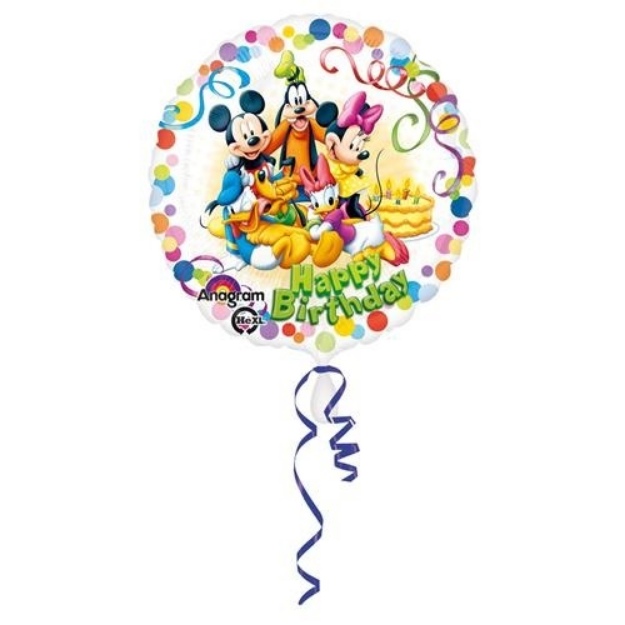 Obrázek z Foliový balonek Mickeyho kamarádi Happy Birthday 43 cm 