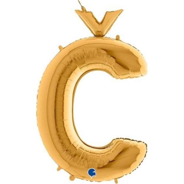 Obrázek z Foliové písmeno C s háčkem zlaté 102 cm 