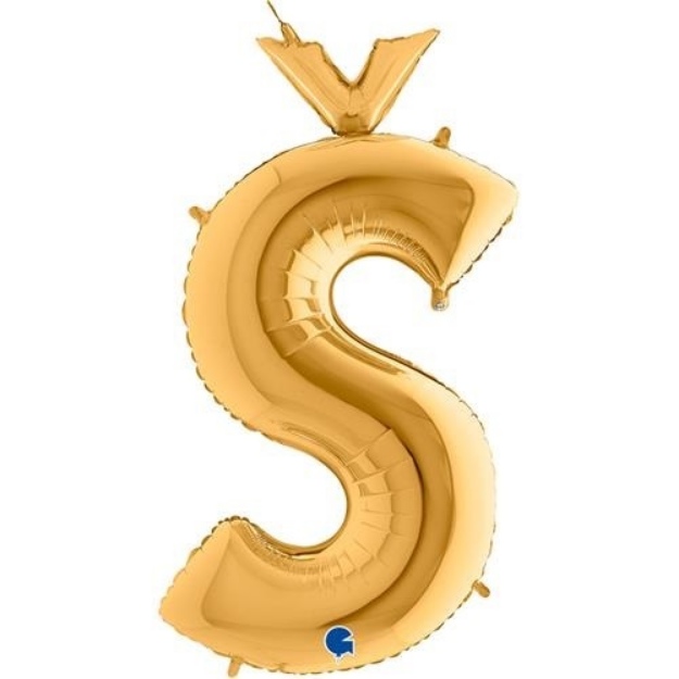 Obrázok z Fóliové písmeno S s háčikom zlaté 102 cm 