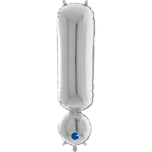 Fóliový symbol Výkričník strieborný 102 cm