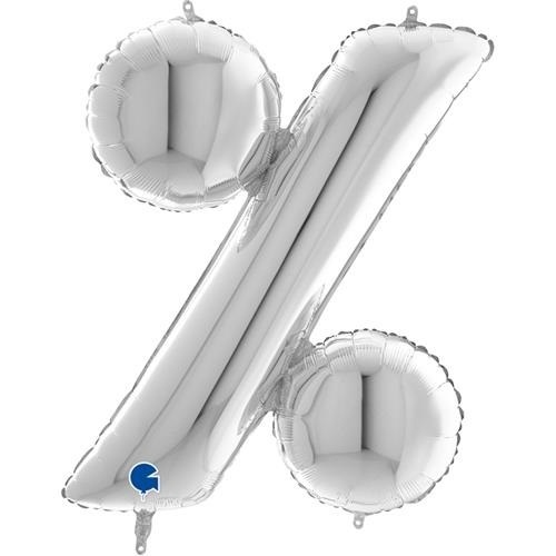 Fóliový symbol Percento strieborný 102 cm