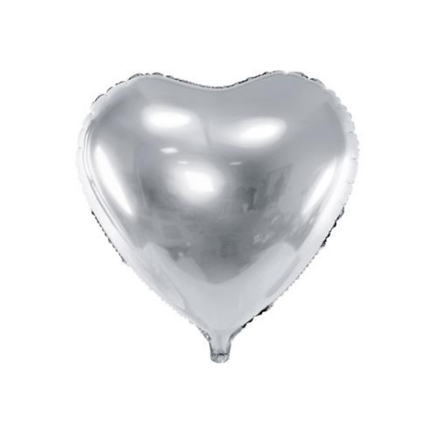 Obrázek z Foliový balonek srdce stříbrné 45 cm - balené 