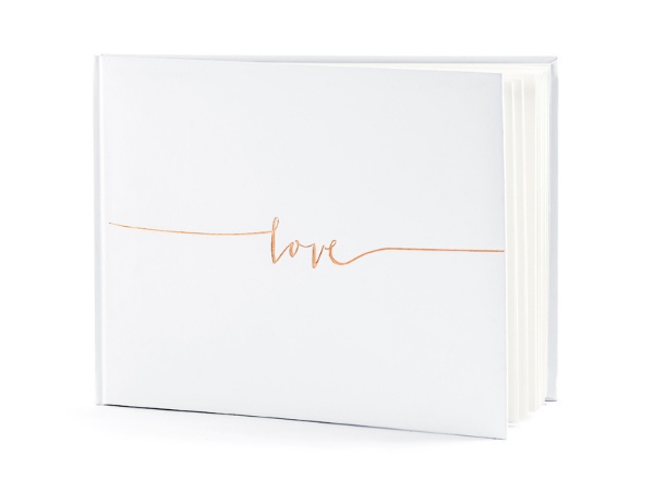 Svatební kniha hostů rose gold Love - bílá 22 stránek