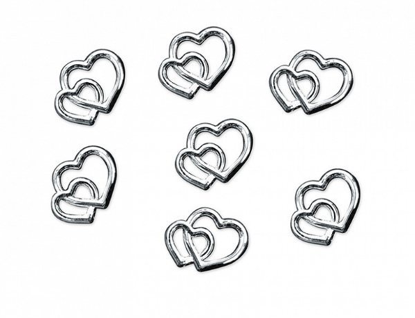 Ozdobná dekorace srdce stříbrné - 25 ks