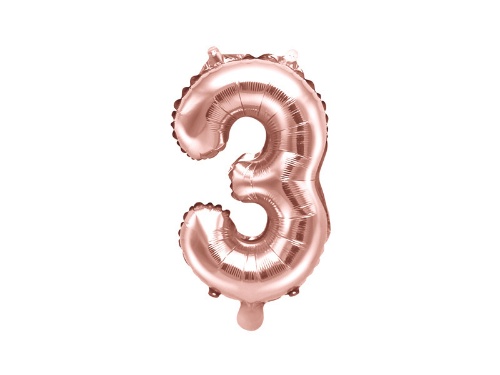 Levně Foliová číslice - rose gold 3 - 35 cm