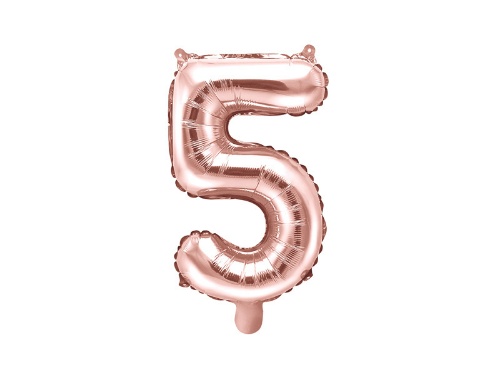 Levně Foliová číslice - rose gold 5 - 35 cm