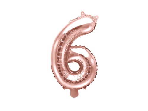 Levně Foliová číslice - rose gold 6 - 35 cm