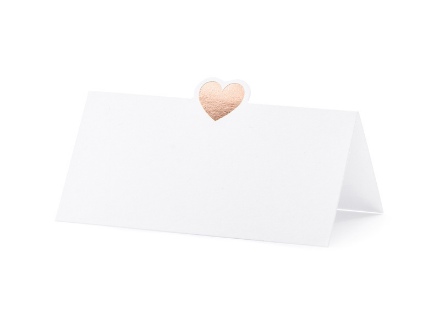 Picture of Jmenovky ke svatebnímu stolu s rose gold srdíčkem 10 ks