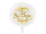 Obrázek z Foliový balonek Happy Birthday - Bílý se zlatým nápisem 