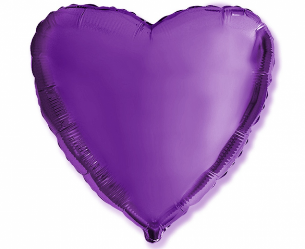 Obrázek z Foliový balonek srdce fialové 45 cm - Nebalený 