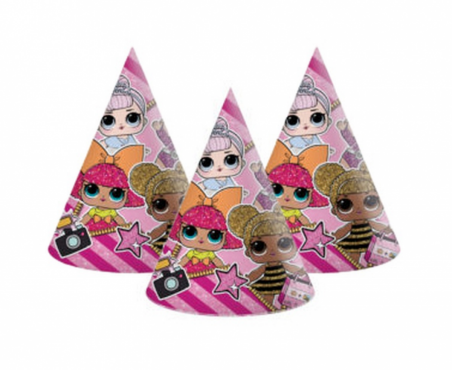 Papírové party čepičky LOL Surprise - glitrové 6 ks