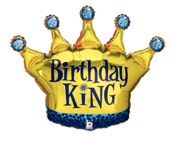 Fóliový balonek koruna Birthday King – 75 x 58 cm