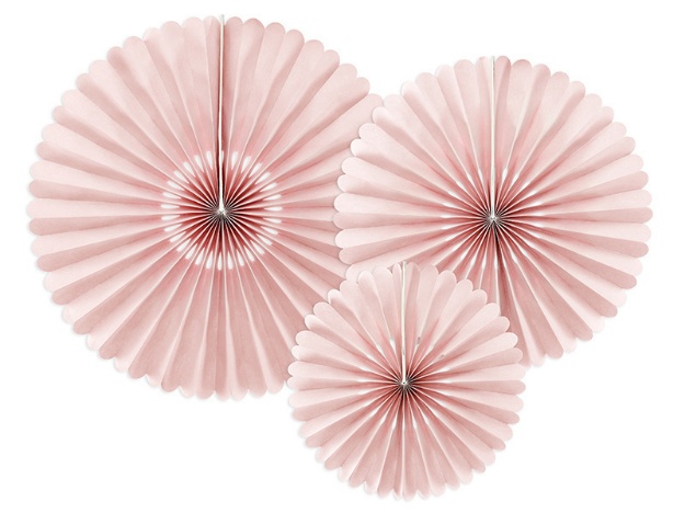 Obrázek z Dekorační rozety Pudrově růžové 26 až 43 cm - 3 ks 
