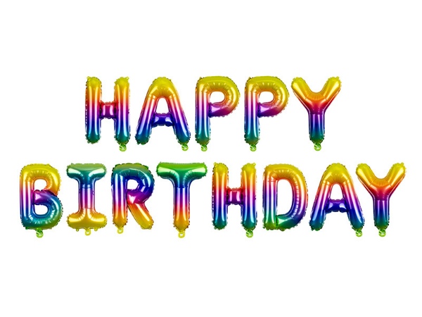 Foliový nápis HAPPY BIRTHDAY duhový 340 x 35 cm