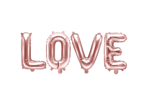 Levně Foliový nápis LOVE v rose gold barvě 140 x 35 cm