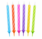 Obrázek z Dortové svíčky s držátky 6cm, 24 ks - 6 barev 