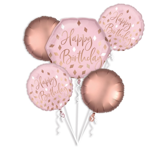 Obrázek z Sada foliových balonků Blush Birthday - 5 ks 