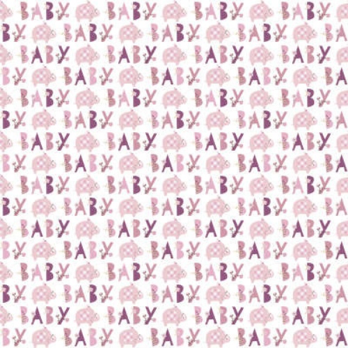 Levně Balící papír Baby růžový slon - 76 x 152cm