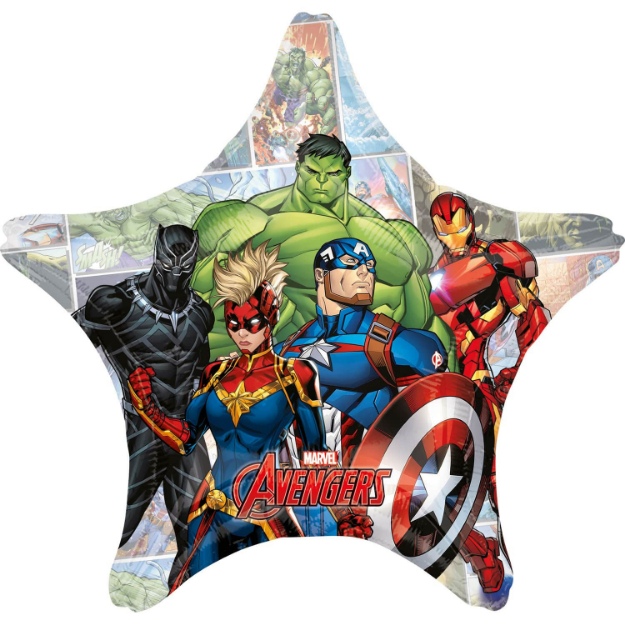 Obrázek z Foliový balonek JUMBO Marvel Avengers - hvězda 71 cm 