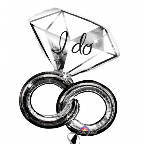Levně Foliový balonek svatební prsteny diamond 69 x 76 cm
