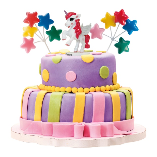 Obrázok z Dekorácia na tortu - Jednorožec a hviezdičky 9 cm