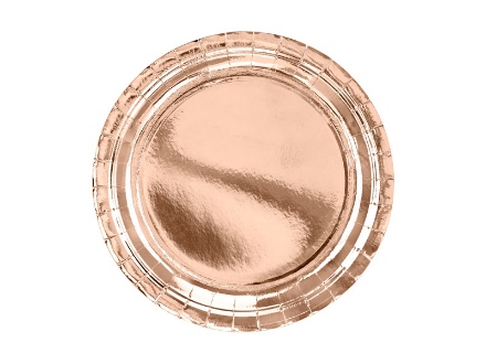 Obrázek Papírové talíře metalické rose gold 23 cm - 6 ks