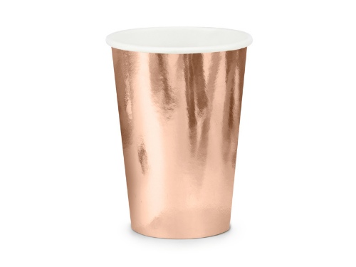 Levně Papírové kelímky metalické rose gold 6 ks