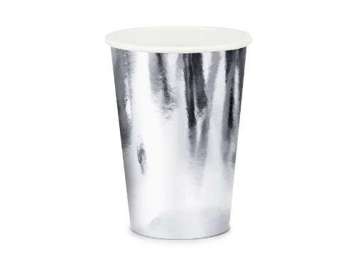 Levně Papírové kelímky metalické stříbrné 6 ks