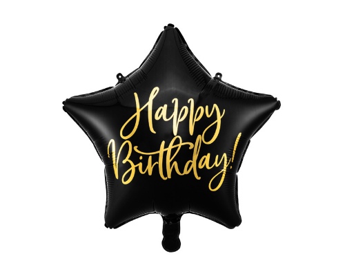 Levně Foliový balonek Happy Birthday - Černá Hvězda 40 cm