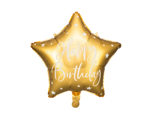 Foliový balonek Happy Birthday - Zlatá Hvězda 40 cm