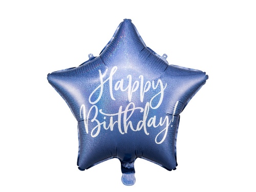 Levně Foliový balonek Happy Birthday - Modrá Hvězda 40 cm