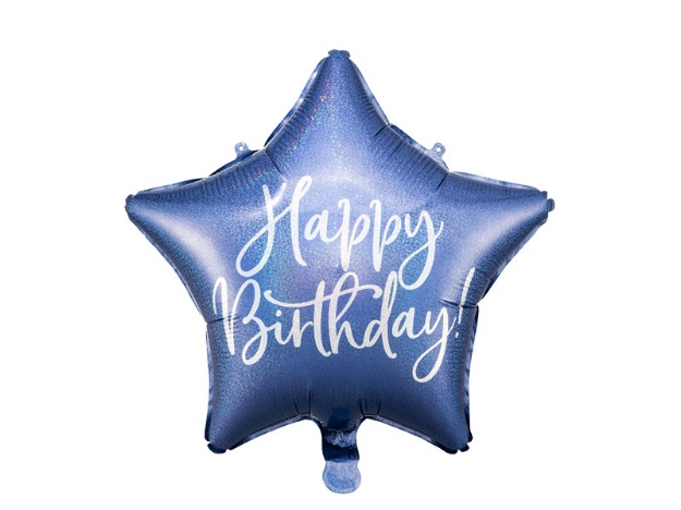 Obrázek z Foliový balonek Happy Birthday - Modrá Hvězda 40 cm 