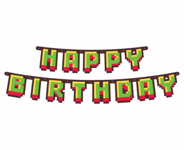 Obrázok z Papierová girlanda Happy Birthday - Minecraft Game On, 160 cm