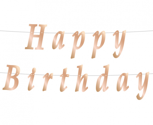Papírový nápis rose gold Happy Birthday 200 cm