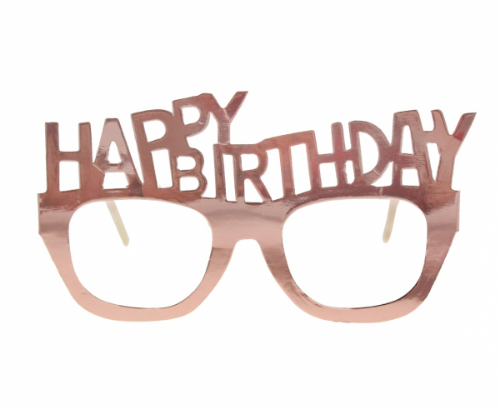 Levně Papírové brýle rose gold Happy Birthday 4 ks