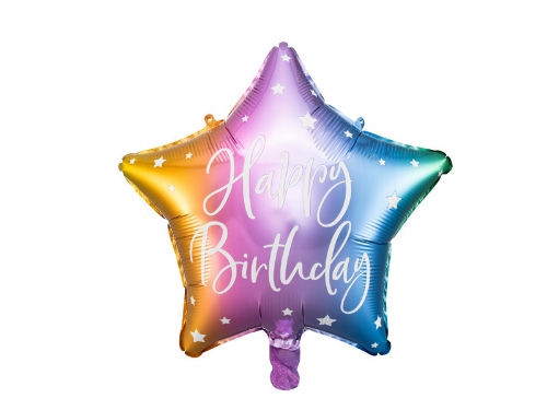 Levně Foliový balonek Happy Birthday - Duhová Hvězda 40 cm