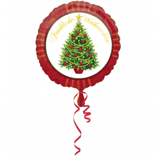 Obrázok z Fóliový balónik vianočný stromček - nápis Fröhliche Weihnachten 45 cm 