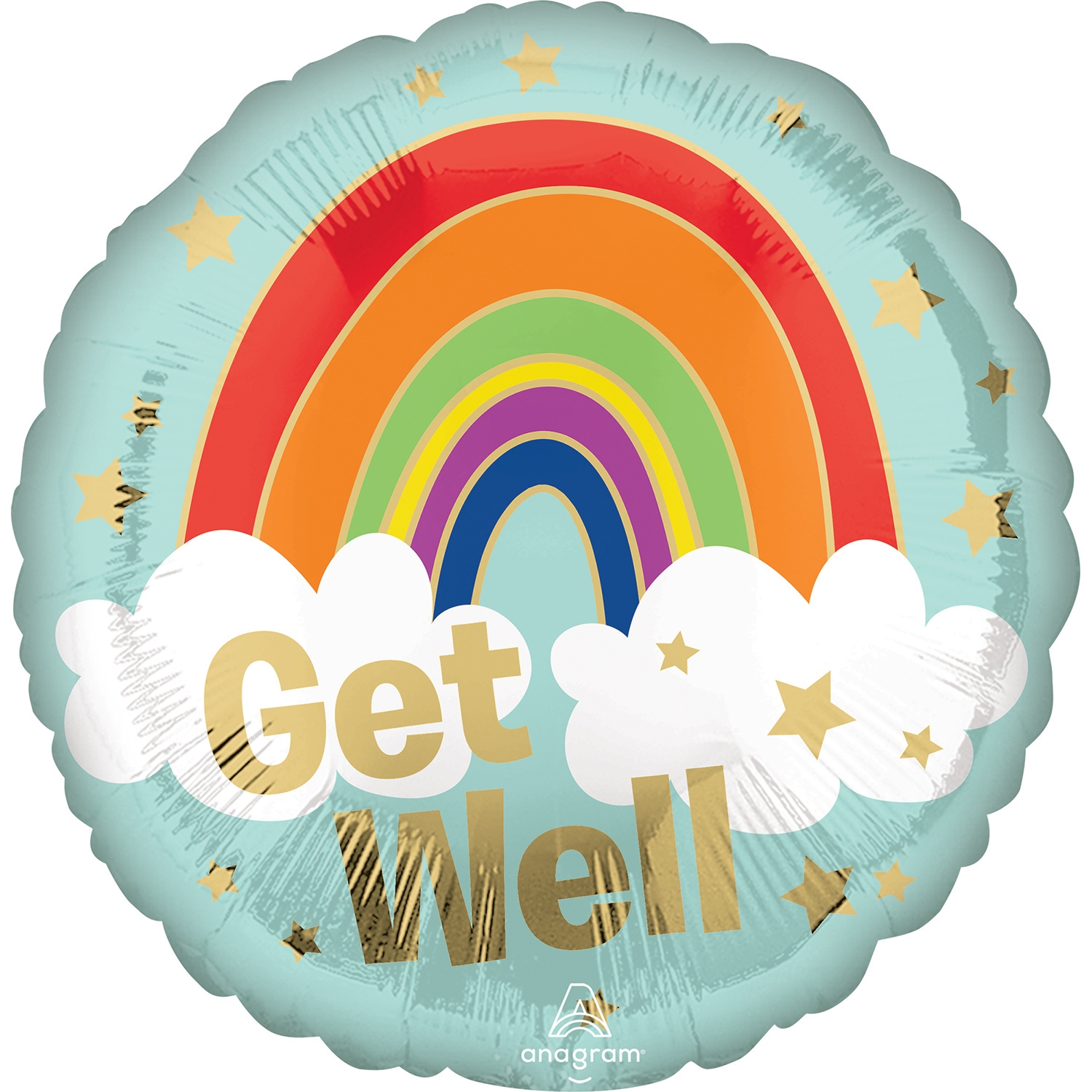 Foliový balonek duha - Get well 43 cm