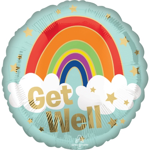 Levně Foliový balonek duha - Get well 43 cm