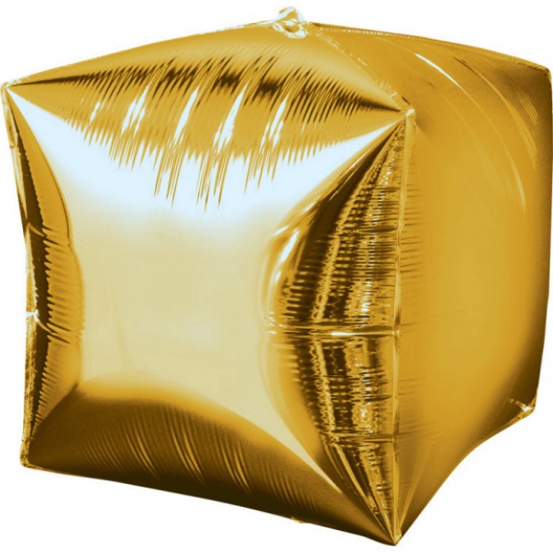Obrázek z Foliový balonek kostka zlatá 38 x 38 cm 