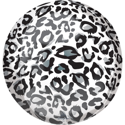 Obrázek Foliový balonek koule Orbz Leopard - stříbrný 40 cm