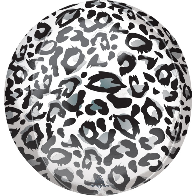 Obrázek z Foliový balonek koule Orbz Leopard - stříbrný 40 cm 