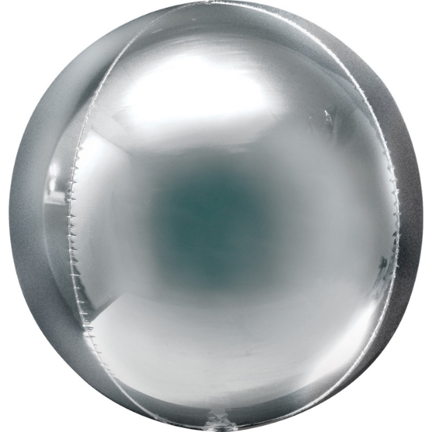 Obrázok z Fóliový balónik jumbo guľa Orbz XL strieborný 53 cm