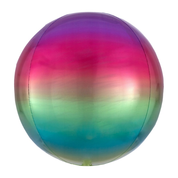 Obrázek z Foliový balonek koule Ombre Orbz duhová 40 cm 