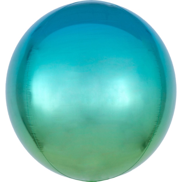 Obrázek z Foliový balonek koule Ombre Orbz modrá a zelená 40 cm 