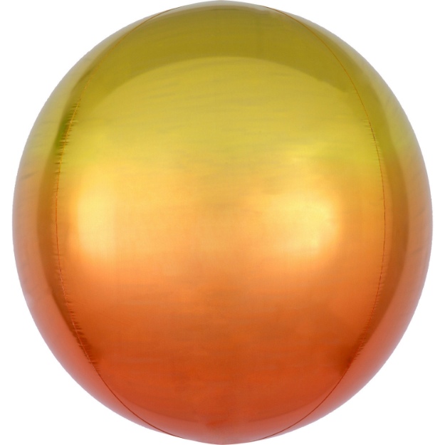 Obrázek z Foliový balonek koule Ombre Orbz žlutá a oranžová 40 cm 