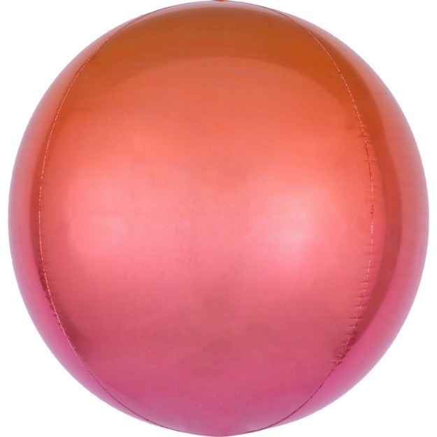 Obrázek z Foliový balonek koule Ombre Orbz červená a oranžová 40 cm 