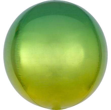 Obrázek Foliový balonek koule Ombre Orbz žlutá a zelená 40 cm